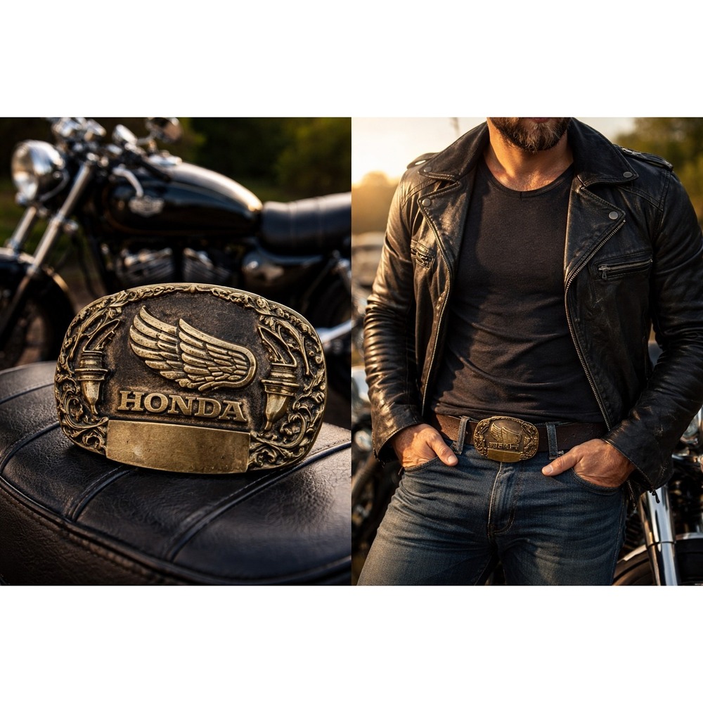 Vintage 1982 Honda Wing Solid Brass Belt Buckle‎ – Award Design Medals USA